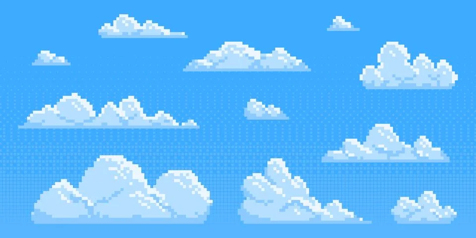 Pixel clouds set for game background Illustrazione stock