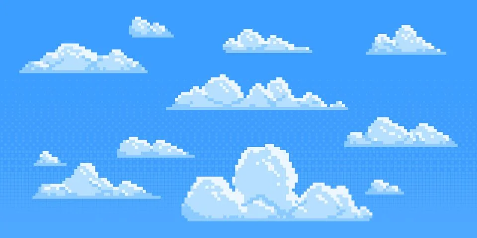 Pixel clouds set for game background Illustrazione stock