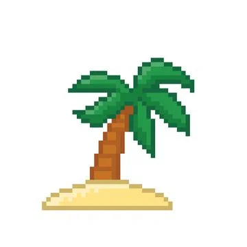 Pixel coconut tree image for game assets. Illustrazione stock