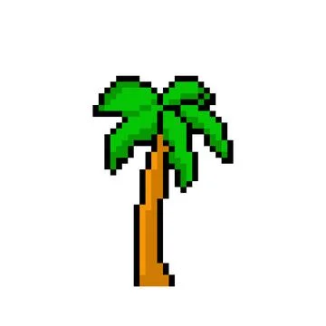 Pixel coconut tree image for game assets. Stock Illustration