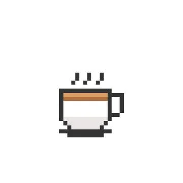 Pixel coffee cup logo image for 8 bit game assets Stock Illustration