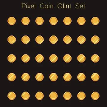 Pixel coin animation frames set with shine イラスト素材