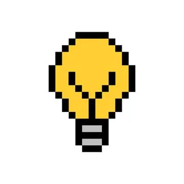 Pixel colored lamp vector. Light bulb Stock Illustration