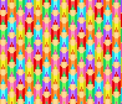 Pixel Colored Pencil Seamless Pattern イラスト素材