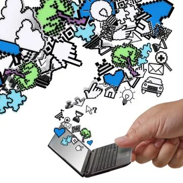 Pixel computer icons 스톡 일러스트