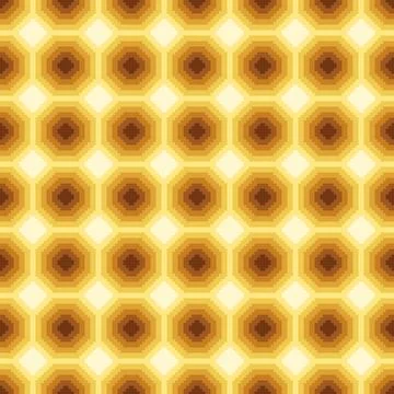 Pixel Concentric Octagon Honeycomb Seamless Pattern Stock Illustration