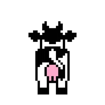 Pixel cow image for 8 bit game assets Stock Illustration