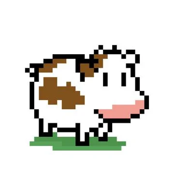 Pixel cow image for 8 bit game assets 스톡 일러스트