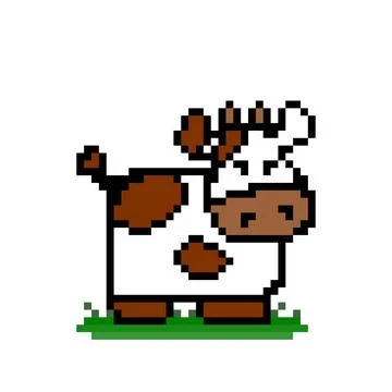 Pixel cow image for 8 bit game assets Stock Illustration
