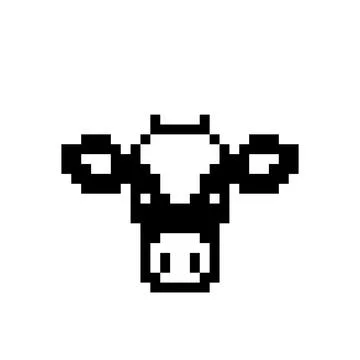 Pixel cow image for 8 bit game assets Stock Illustration