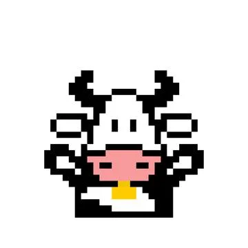 Pixel cow image for 8 bit game assets Stock Illustration