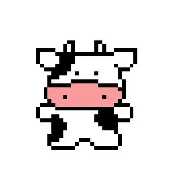 Pixel cow image for 8 bit game assets Illustrazione stock