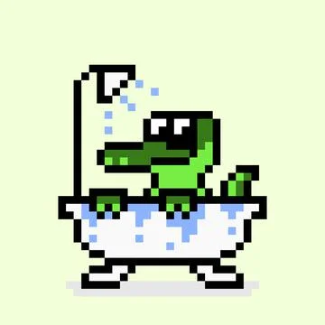 Pixel crocodile bathing Illustrazione stock