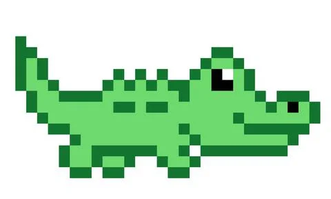 Pixel crocodile image for 8 bit game assets Stock Illustration