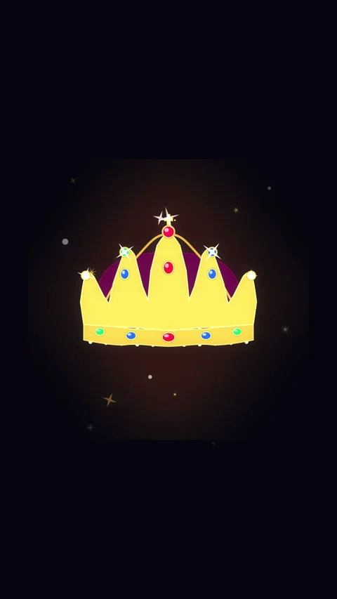 Pixel crown animation with golden tiara and glowing jewels loop Stock Footage 346646993