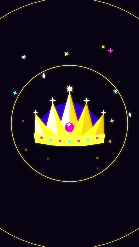 Pixel crown animation golden tiara royal sparkle magic retro loop Stock Footage 346647101
