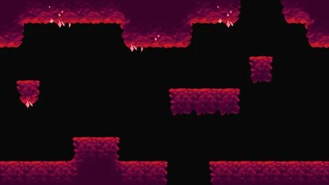 Pixel crystal cave platform level seamless scene Illustrazione stock