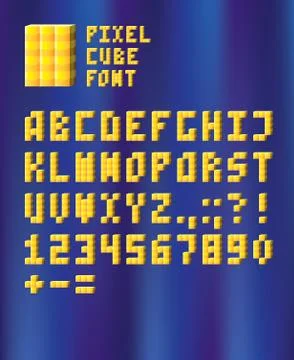 Pixel cube font 스톡 일러스트