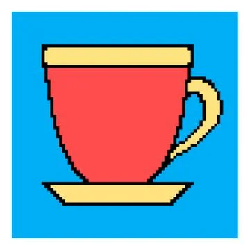 Pixel cup. Mug icon. Vector illustration logo. Stock Illustration