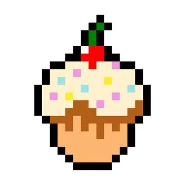 Pixel cupcake image for 8 bit game assets Stock Illustration