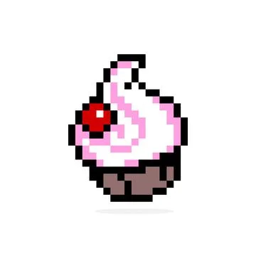 Pixel cupcake image for 8 bit game assets Stock Illustration