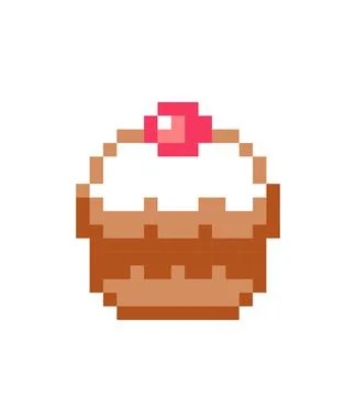 Pixel cupcake image for 8 bit game assets Illustrazione stock