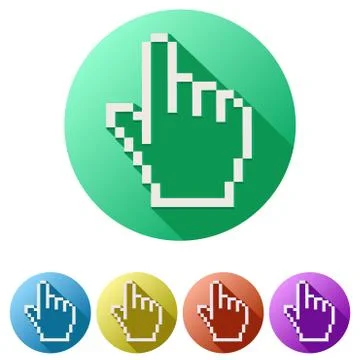 Pixel cursor flat icon click mouse hand Illustrazione stock