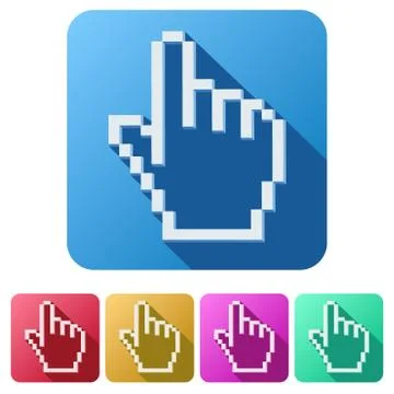 Pixel cursor flat icon click mouse hand Stock Illustration