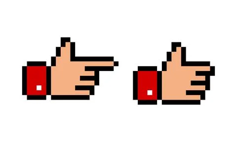 Pixel cursor hand image for game assets. Stock Illustration