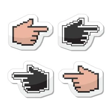 Pixel cursor poiting hands vector icons Stock Illustration