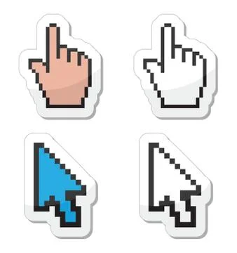 Pixel cursor poiting hands vector icons Stock-Illustration