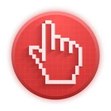 Pixel cursor round icon click mouse hand Stock Illustration