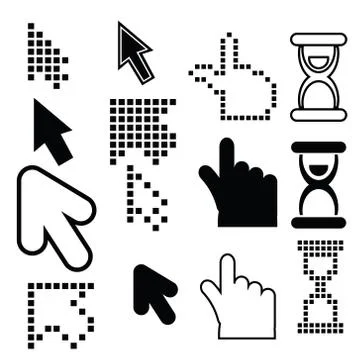 Pixel cursors icons Illustrazione stock