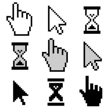 Pixel cursors icons Stock Illustration