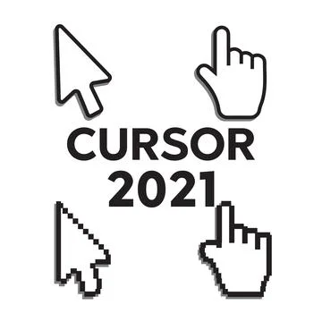 Pixel cursors icons. Mouse computer cursor Stock Illustration