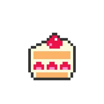 Pixel cut cake image for game assets. Illustrazione stock