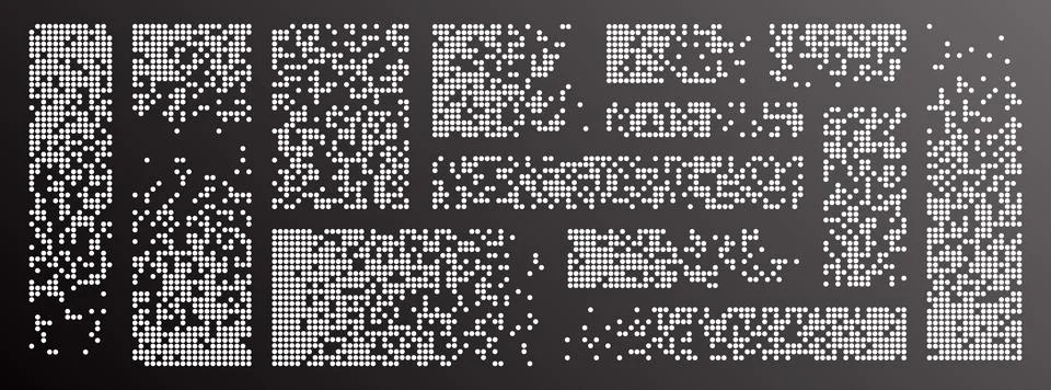 Pixel decay background. Scattered dotted pattern. Decay effect. Set pixel m.. Stockillustratie