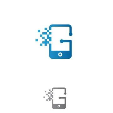 Pixel design letter G technology design symbol Stock Illustration