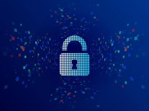 Pixel design padlock icon. Stock Illustration