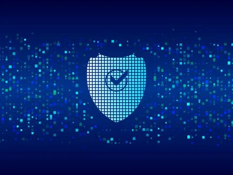 Pixel design shield icon. Stock Illustration