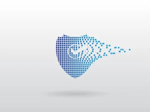 Pixel design shield icon. Stock Illustration