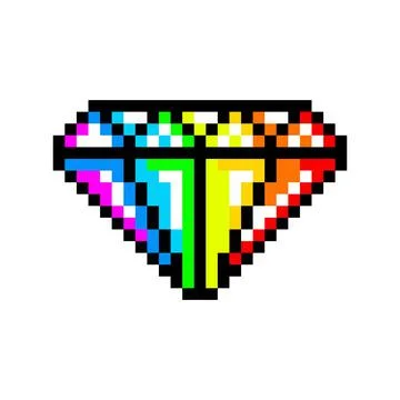 Pixel diamond image for 8 bit game assets Illustrazione stock