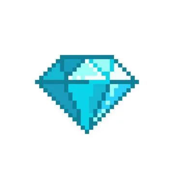 Pixel diamond image for 8 bit game assets Stock Illustration