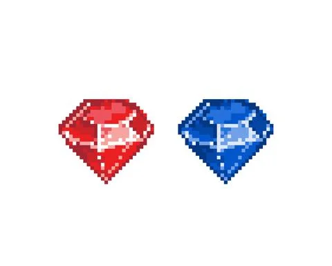 Pixel diamond image for 8 bit game assets Stock Illustration