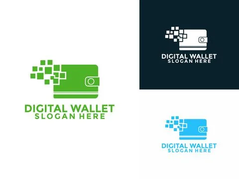 Pixel Digital wallet logo design template, Digital Money logo design vector Stock Illustration