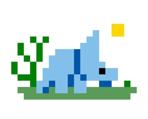 Pixel dinosaur image for 8 bit game assets Stock Illustration