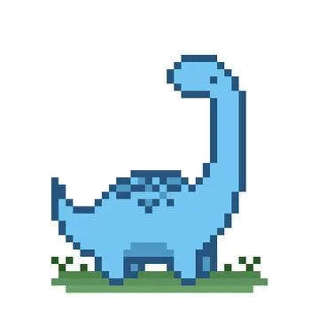 Pixel dinosaur image for 8 bit game assets. Stock Illustration
