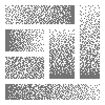 Pixel disintegration, decay effect. Various rectangular elements made of square Illustrazione stock