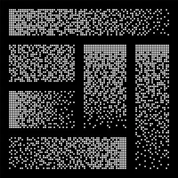 Pixel disintegration, decay effect. Various rectangular elements made of square Stock Illustration