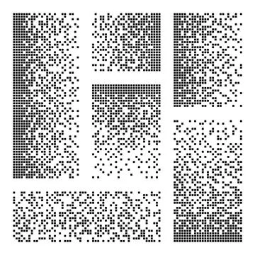 Pixel disintegration, decay effect. Various rectangular elements made of square 스톡 일러스트